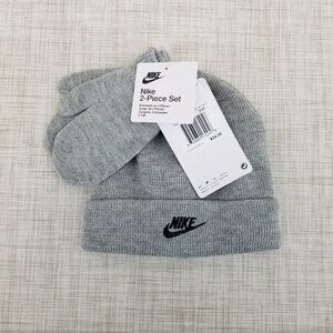 NWT Nike Beanie & Glove/Mitten 2-Piece Set Dark Heather Grey Toddler 2/4 Winter